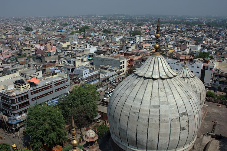 Jama Masjid in Delhi uitzicht vanaf minaret, India
